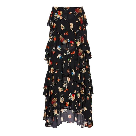 Libertine - Nina Simone Floral Ruffle Silk Skirt - L